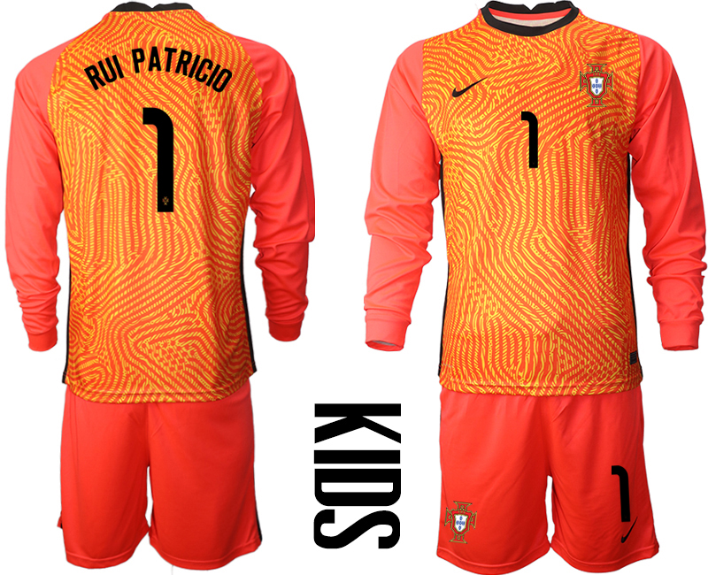 Cheap Youth 2021 European Cup Portugal red Long sleeve goalkeeper 1 Soccer Jersey